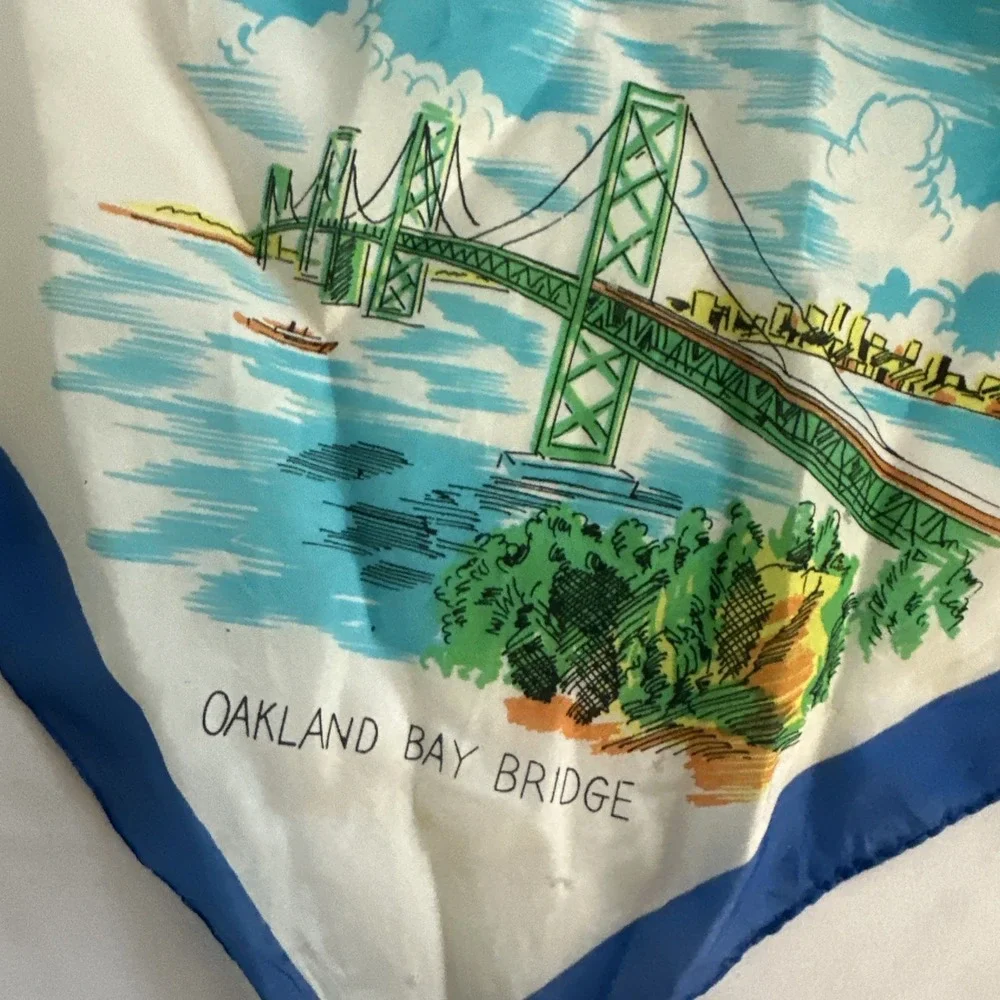 VTG San Francisco‎ Souvenir Scarf Cable Car Golden Gate Bridge Landmarks Travel